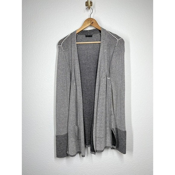 ATM Waffle Stitch Cardigan Sweater Small S Black White Knit - Picture 1 of 7